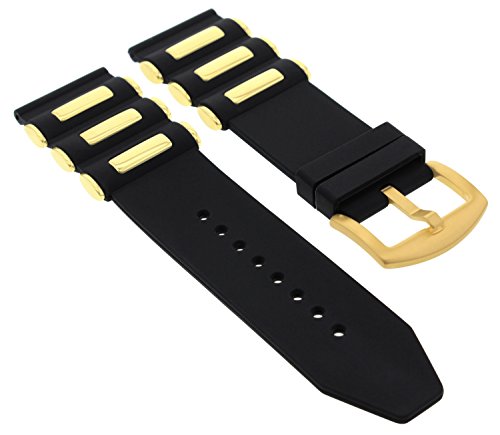 26MM Silicone Rubber PRO Diver Band Strap for 48MM Invicta 17882 Black Gold #21R