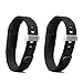 Teak Band Replacement for Fitbit Flex with Extra Security Clasp, Black, 2 Pack, Large, by Teak