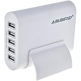 ABLEGRID 5V 10A 50W 5-Port USB Charger Travel Desktop Adapter Rapid Charging for Apple iPhone 6S, 6S Plus,iPad Air, mini,Samsung Galaxy S6, Edge, Plus and Many Other Devices (White)