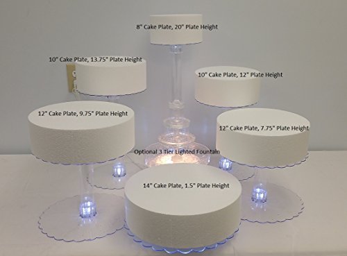 Multi Tier Wedding Cake Stand with LED Lights and Optional Water Fountain (6 Tier Stand, With Fountain)