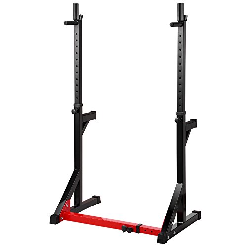 Ollieroo Multi-Function Barbell Rack Dip Stand Gym Family Fitness Adjustable Squat Rack Weight Lifting Bench Press Dipping Station, Height Range 40.6" to 64.2"