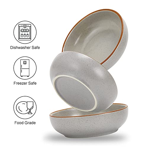 Ceramic Cat Bowls, Cottagecore Cat Food Dish Gray, 5.3 in Shallow Pet