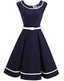 Tempt Me 1950s Vintage Girls Navy Nautical Sailor Rockabilly Cocktail Midi Dress