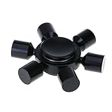 Huayang| Alloy Rudder Shape Six Wings Fidget Hand Spinner for ADHD Anxiety Autism Stress Reducer Hand Spinner Six side Metal Black