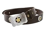 Mens Texas Ranger Star Genuine Leather Western Cowboy Belt with Matching Conchos