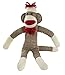 20-in Sock Monkey with Classic Brown Color Red Lips Pom Pom Hat Bowtie and White Socks
