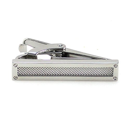 MENDEPOT Fashion Slim Tie Clip With Box Grid Pattern With Screw Corners Short Tie Clip