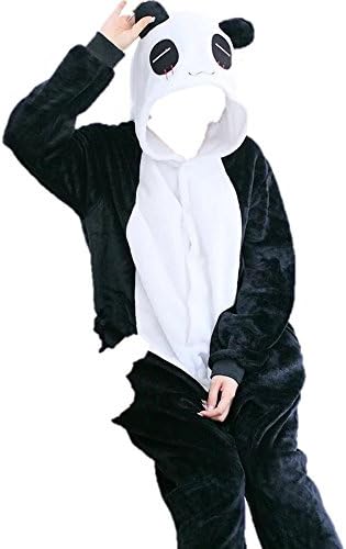 Unisex Adult Plush Fleece Onesie Pajamas Halloween Black Panda Animal Costume by AllSome Home With Zipper and Buttons