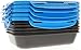 6 Pack Fitness Sure Seal Meal Prep Containers Set of 5 24oz (Black/Neon Blue)