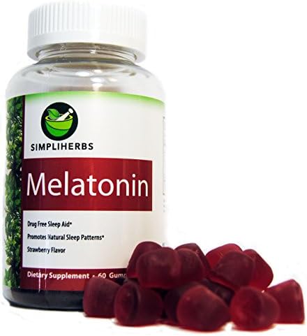 SimpliHerbs Melatonin Gummies 5 mg Strawberry Flavor - 60 Gummies - 100% Drug Free - All Natural Flavors - No Artificial Colors
