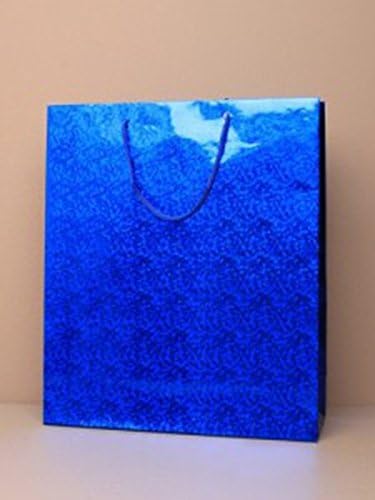 12 Pack Gift Bags Holographic Foil Party Weddings Presents Christmas Bulk Buy (Blue Large H27xW23xD8cm)