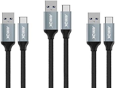 KOREX Type-C USB Cable 3-Pack (1.6 ft, 3.3 ft, 6.6 ft) A to C USB 3.0 Nylon Braided Cable Fast Charger for Nexus 6P 5X, LG G6 V20 G5, Nintendo Switch, Samsung Galaxy S8 S8+,New Macbook More(Grey)