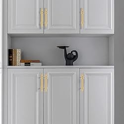 Haliwu 10 Pack Gold Cabinet Handles, Brushed Brass