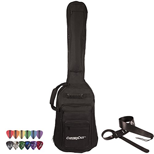 ChromaCast CC-BPB-BAG-KIT-1 Electric Bass Guitar Padded Gig Bag with Strap and Pick Sampler