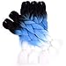 NAISIER Black to Sapphire to white Ombre Jumbo Braids Crochet Braids 3 Tone Ombre Color Hair Extension For Braiding Jumbo Box Braiding Hair,5 Pcs,24