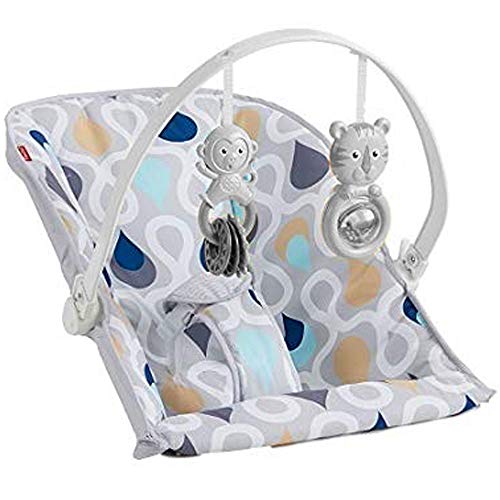 Fisher Price Bouncer Replacement Seat Pad/Cushion or Infant Support Insert [FMD19 Blue TEARDROPS Comfort Curve)