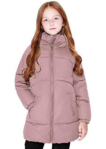 Solocote Mädchen Wintermäntel Heavyweight Mediun Länge Warme Jacken Daunenähnliche Baumwolle Watte Outwear 80817 Rosa 5-6Y