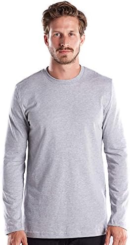 US Blanks Men's Long Sleeve Premium, Crew Neck M Heather Grey, Made In USA