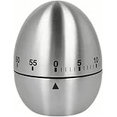 Egg Timer, 60 Minute Mechanical Stainless Steel Kitchen Timer | Batteryless Gears, Clear Countdown Scale, Turn to 55 First, Cooking and Study Timing, 1 Pack, 3.15 x 2.36 in