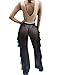 Doqcey Women's See Through Sheer Mesh Ruffle Swimsuit Beach Cover up Pant (Tag L, Black)