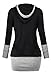 DJT Womens 2-in-1 Color Block Hoodie Casual Shirt Top Medium Black