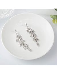 SWEETV Wedding Bridal Chandelier Earrings, Crystal Rhinestone Drop Dangle Earrings for Women Brides