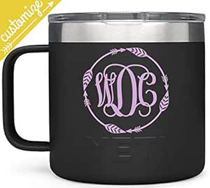 CELYCASY Calcomanía de vinilo con monograma para vaso, monograma para