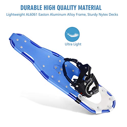 Mounchain Snowshoes 1 Pair, Adjustable Ratchet Lightweight Aluminum Alloy Anti-Shock Snowshoes Free Carrying Tote Bag (22 inch)