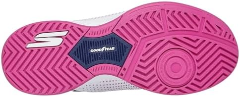 Mujer Skechers Viper Court Reload Slip-In ENTRENADOR, White Synthetic/ Navy Textile/ Pink Trim, 37 EU