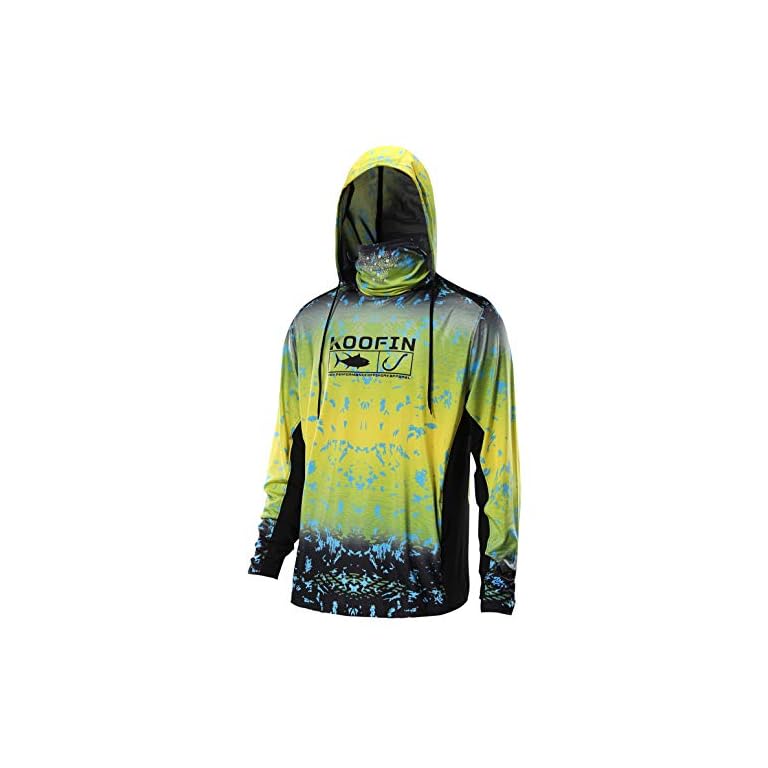KOOFIN Fishing Hooded Shirt Face Mask UPF 50 Sunblock Protection