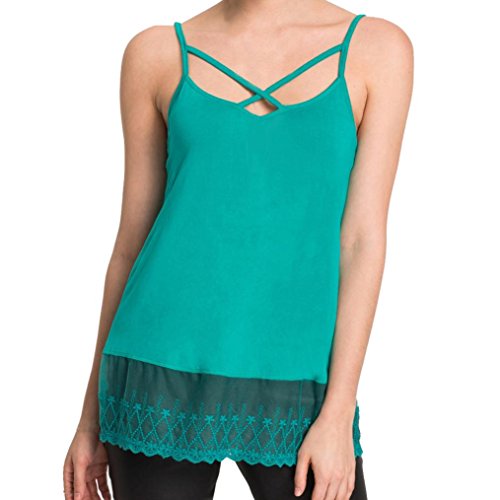 Click Here to See More Images NREALY Womens Plus Size Solid Lace Sleeveless Tank Crop Tops Vest Cami Blouse T-Shirt