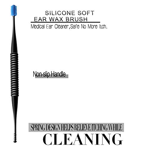 Ear Wax Removal Cleaner Tool Kit, FresherAcc 4 Types Earwax Remover Curette Picks Soft Reusable Silicone Stainless Ear Wax Removal System with Portable Storage Box for Men and Women (Blue & Rose Gold)