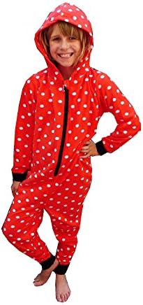 Nifty Kids Spotted Girls Hooded Onesie Childrens Polka Dot All In One Sleepsuit
