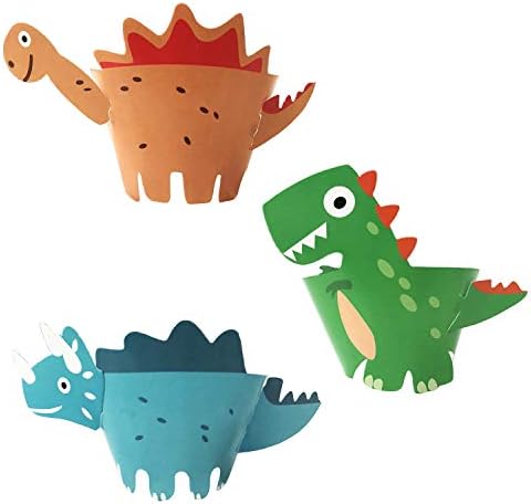 TSJ 36 PCS Dinosaur Cupcake Wrappers Toppers for Party Supplies Birthday Dino Cake Table Decorations