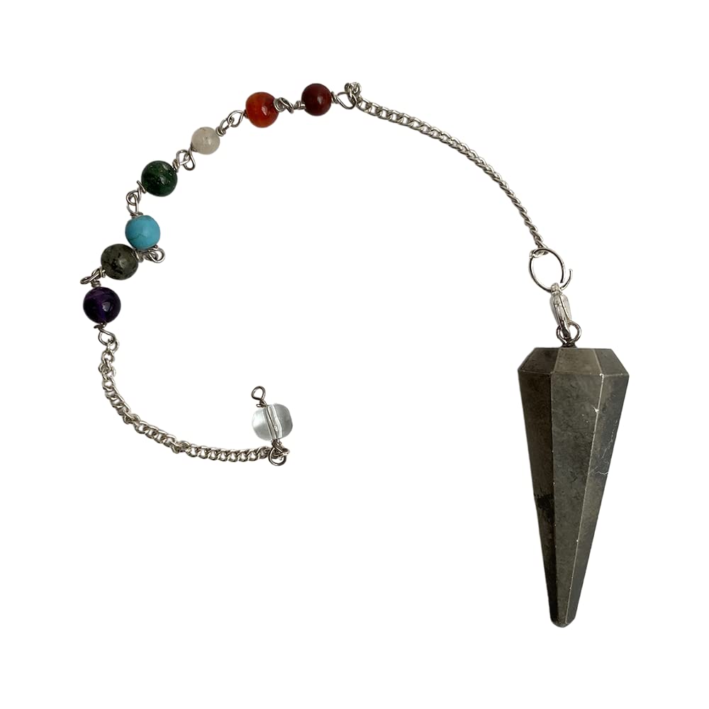 VIE Pendulum with 7 Chakra Beaded Chain (Pyrite) — image 1