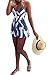 Feel Show Womens Spaghetti Strap Sleeveless V Neck Print Short Jumpsuit Mini Romper