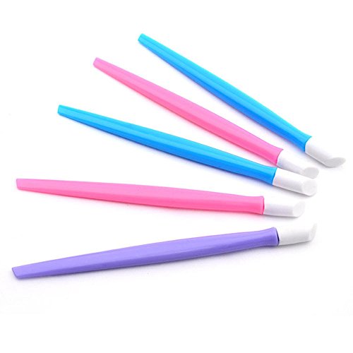 Lautechco 10pcs Cute Plastic Nail Cuticle Pusher Nail Stickers Pushers Nail Tools Pedicure Manicure Tool (Random Color)