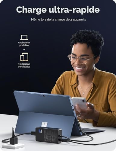 Surface Pro Charger, 65W Surface Charger for Microsoft Surface Pro 3/4/5/6/7/7+/8/9/10/11/12, Surface Laptop 1/2/3/4/5/6/7, Surface Go 1/2/3/4