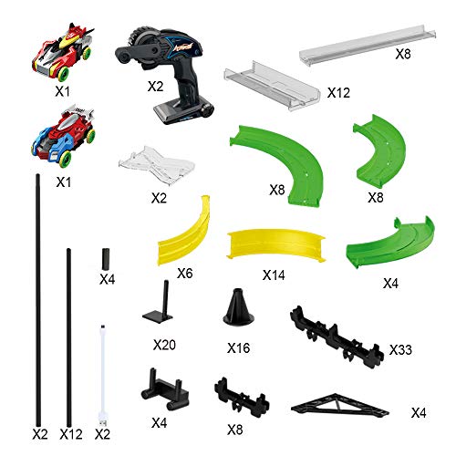 Racing Track Car Toys, Elec3 DIY Rail Car Race Track Set 171pcs 38.7ft 2 Cars 2 Hand-Operated Controllers, 3D Super Track Car Playset for Birthday Party Festival Gift Educational Toys for Children