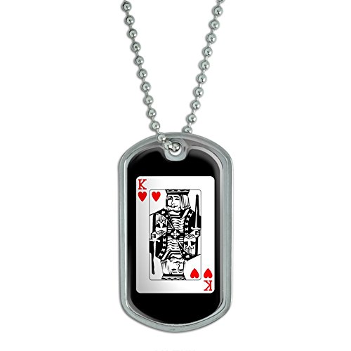 Playing Cards King of Hearts - Poker Military Dog Tag Keychain