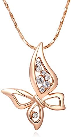 Bling Jewelry Women's Four Wings Butterfly Pierced Necklaces Rose Gold/platinum Plated Swarovski Element Pendants (rose-gold-plated-base)