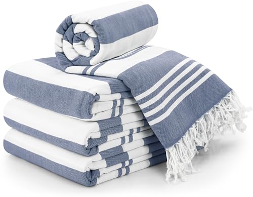 Utopia Towels - 40 Pack Turkish Beach Towel (40 x 72 Inches) - 100% Cotton Oversized Sand Free Lightweight Quick-Dry Turkish Towel, Prewashed for Soft Feel, Large Peshtemal Towel for Travel (Navy)