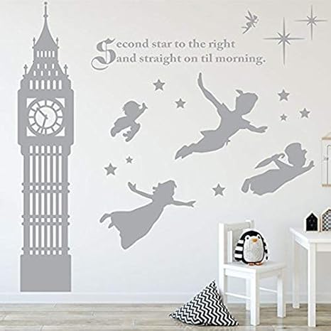 Peter Pan Szene Silhouetten Abnehmbare Wand Sticker Sterne