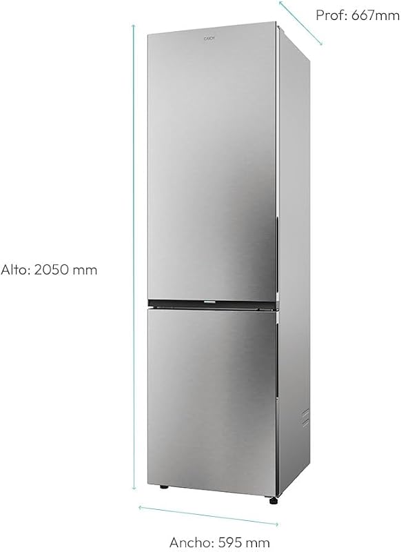Fresco 300 CNCQ2T620EX Frigorífico Combi, Capacidad 409L, Total No Frost Circle+, Cajón Verdulero, Control Electrónico de temperatura, 60cmx2m, Iluminación LED, Puerta Reversible, 38DB, Inox
