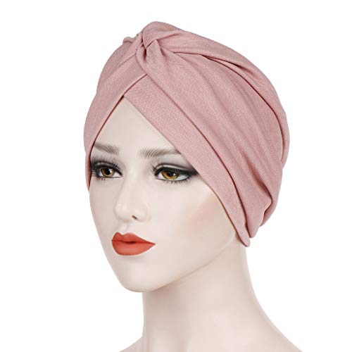 Jianekolaa Elastic Sleep Caps Breathable Night Scarf Head Wrap Chemo Headwear Cancer Hat Pink