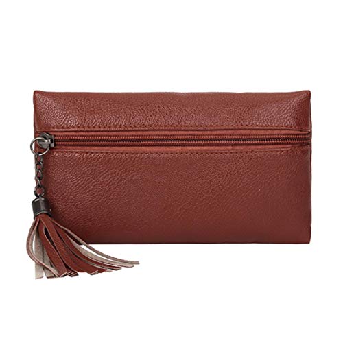 Sunshinehomely Fashion Women Girls Pure Color Tassel Leather Waist Pack Bags Handbag Messenger Shoulder Bag Chest Bag (Brown)
