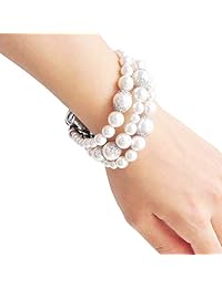 Smart Watch Band Fashion Hecho a mano joyería elástica elástica Shell Pearl pulsera de repuesto correa de reloj para mujeres y niñas serie 2 Serie 1 toda la versión correa elástica