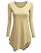 Doublju Womens Modern Casual Slim Fit Handkerchief Hemline Long Tunic Top