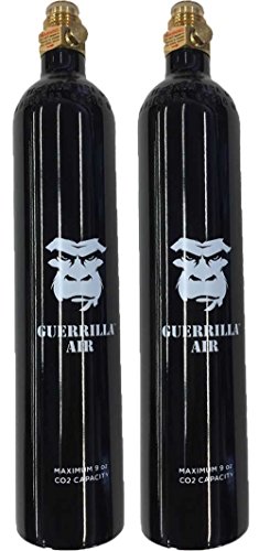 Lot of 2 - Guerrilla Air CO2 Aluminum Black Paintball Tank with Pin Valve 9oz