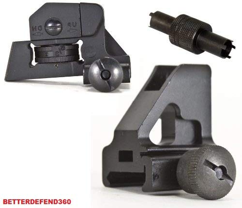 GOTICAL New Aluminum Post High Profile Front & Rear Iron Sight Tower Flat Top Weaver Picatinny M16 M4 Flattop A1 A2 + Front Sight Dual Headed Adjustment Tool 4 & 5 Prongs Heavy Duty - Thumbnail 4
